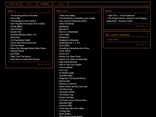 lists/wishlists screenshot