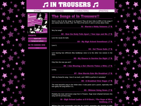 shrines/in-trousers/songs screenshot