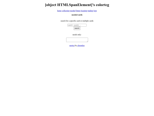 neotcg/neededcards screenshot