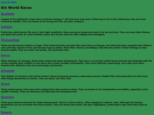sin/races screenshot