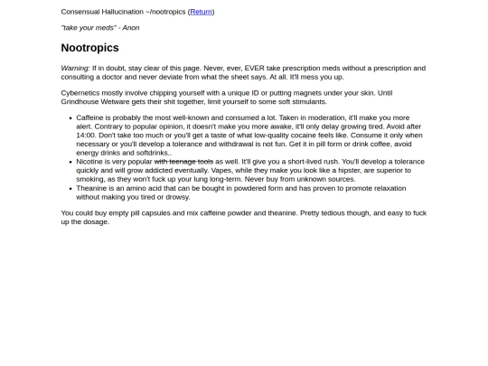 nootropics screenshot