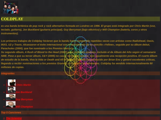 bandas/coldplay screenshot