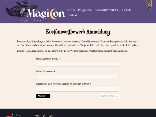 kostümwettbewerb-anmeldung screenshot