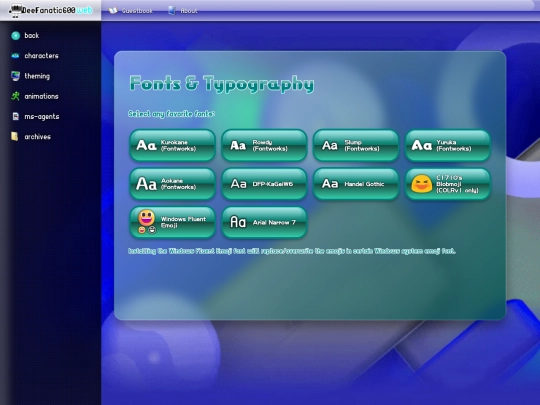 fonts screenshot