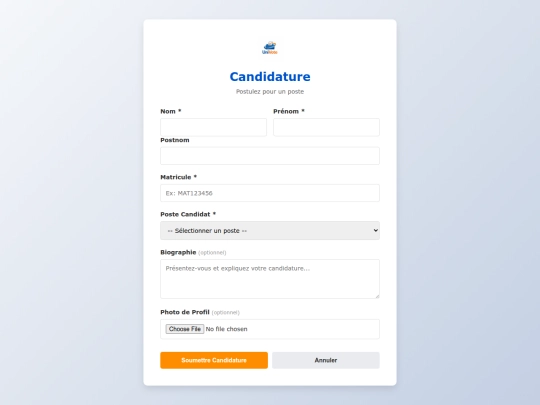 candidature screenshot