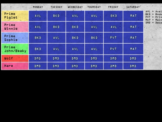 schedule screenshot