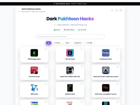 Dark Pukhtoon toolkit index screenshot