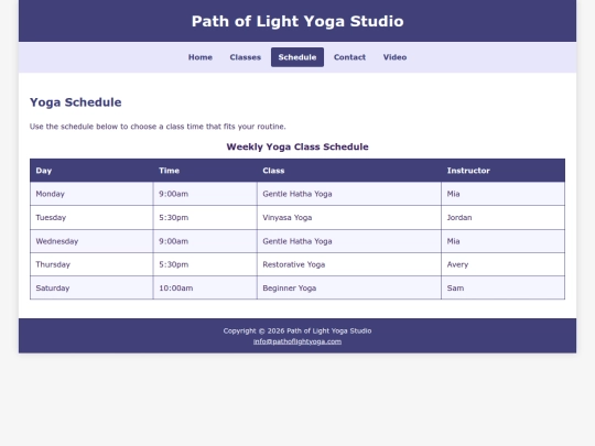 schedule screenshot