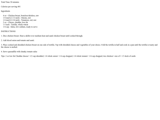 Index Data/Recipes - Curves/Chicken Quesadilla screenshot