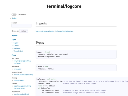 modules/experimental/terminal/logcore screenshot