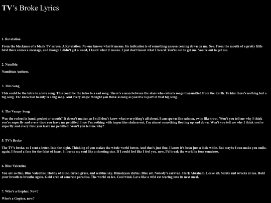 tvsbrokelyrics screenshot