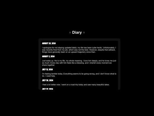 Diary screenshot
