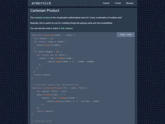 snippets/cartesian-product screenshot