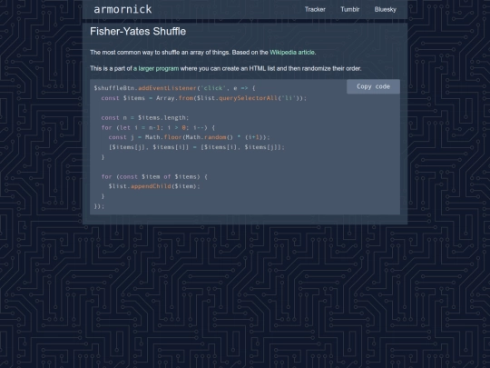 snippets/fisher-yates-shuffle screenshot