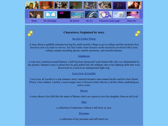 Charactershomepage screenshot