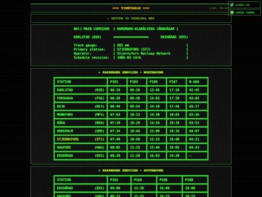 timetable screenshot