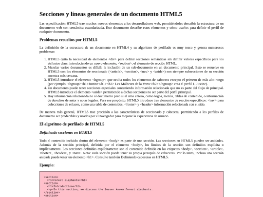 ejercicio 6 obligatorio_Secciones y líneas generales de un documento HTML5 screenshot