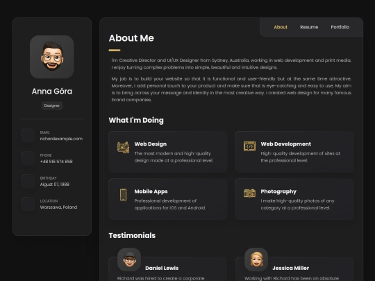 Portfolio i CV screenshot