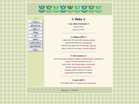 links screenshot