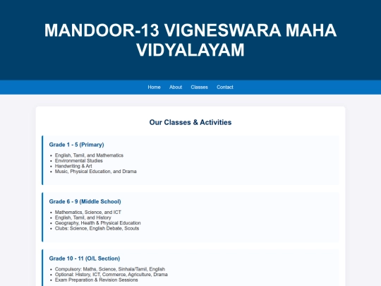 classes screenshot