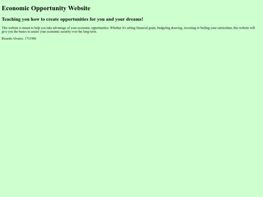 Economic Opportunity Website/About screenshot
