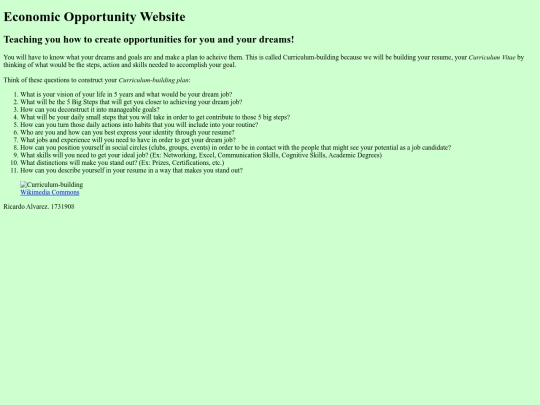 Economic Opportunity Website/Curriculum-building screenshot