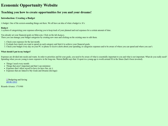 Economic Opportunity Website/How to Save screenshot