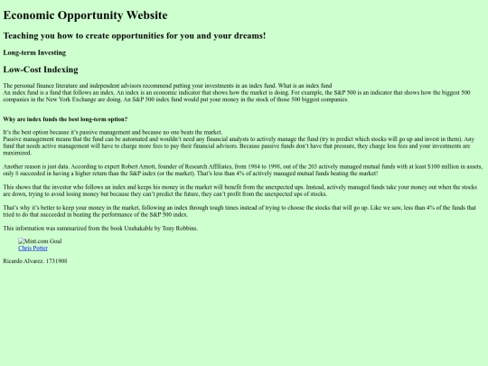 Economic Opportunity Website/Long-Term investing screenshot