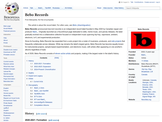 wiki/BeboRecords screenshot