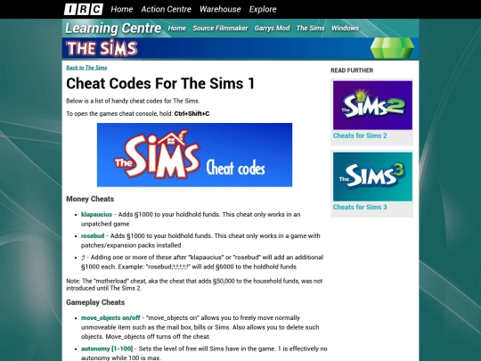 learning/the-sims/cheats-the-sims screenshot
