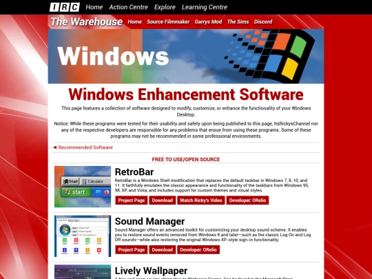 warehouse/recommended/windows-enhancements screenshot