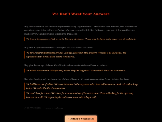 wake/we-dont-want-your-answers screenshot