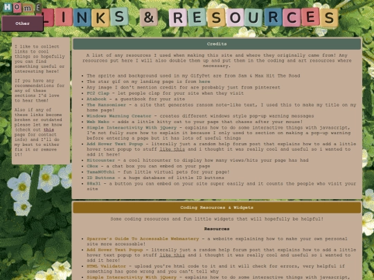 links screenshot
