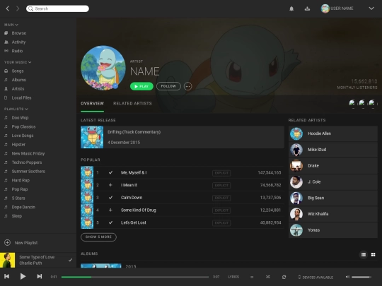 playlists/spotify/artistpage screenshot