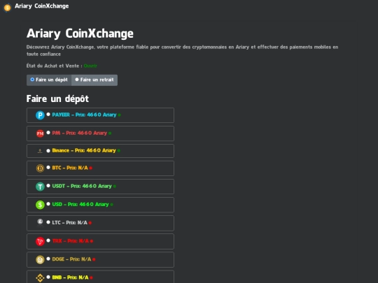 AriaryCoinXchange screenshot