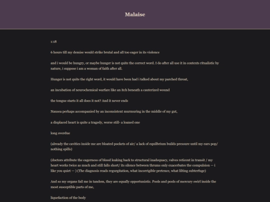 poem/malaise screenshot
