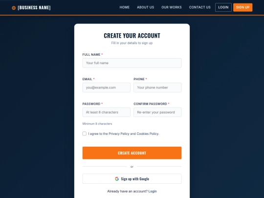 weld/signup screenshot