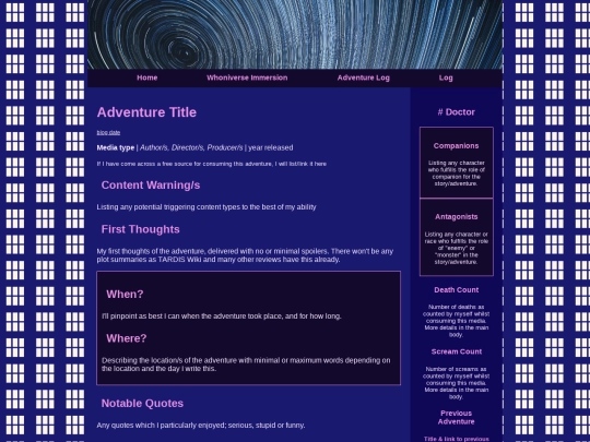 WhoniverseTemplate screenshot
