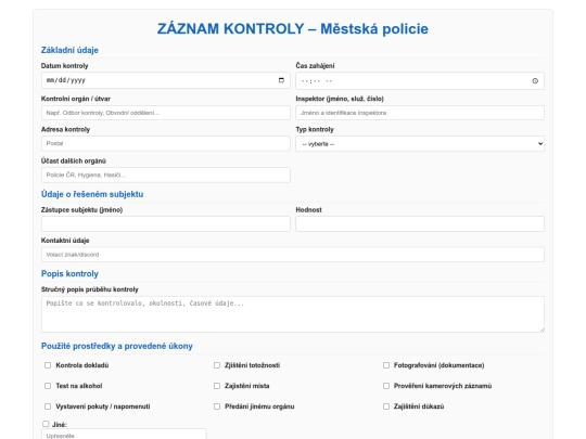 zaznam_kontroly_mestska_policie_blue screenshot