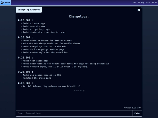 changelogs screenshot