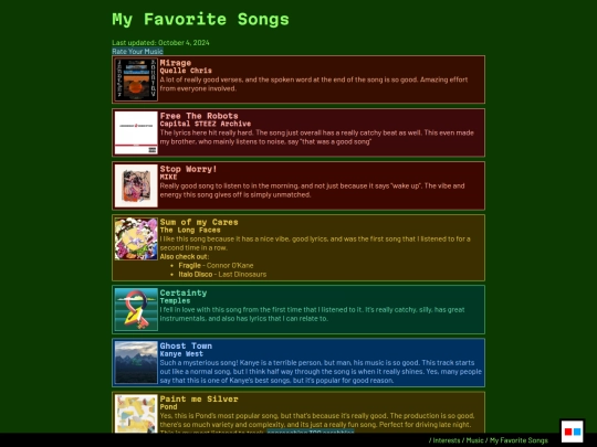 interests/music/favsongs screenshot