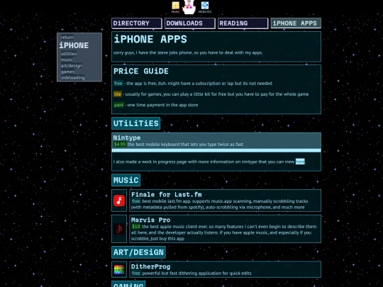 interests/websites/app/iphone screenshot
