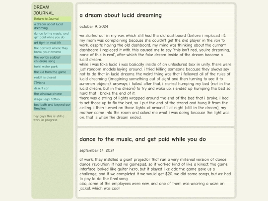 more/archive/blog/journal/dreams screenshot