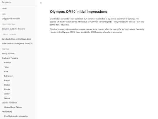 Writing/Photography/Olympus OM10 Initial Impressions screenshot