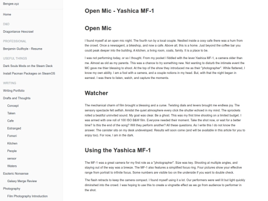 Writing/Photography/Open Mic - Yashica MF-1 screenshot
