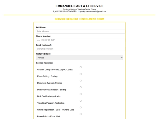 Serviceform screenshot
