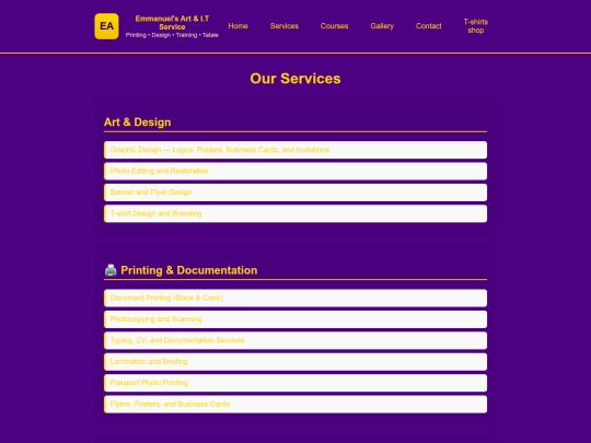 services screenshot