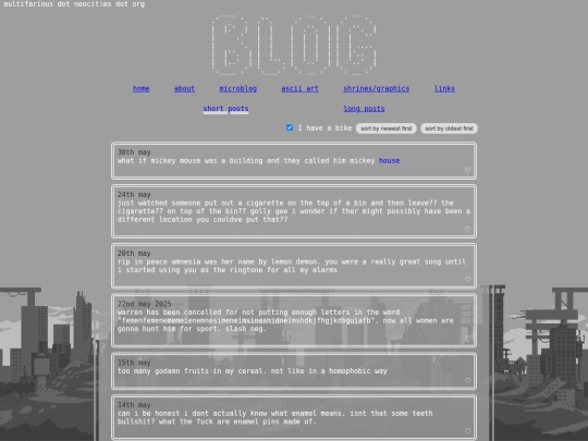blog/microblog screenshot
