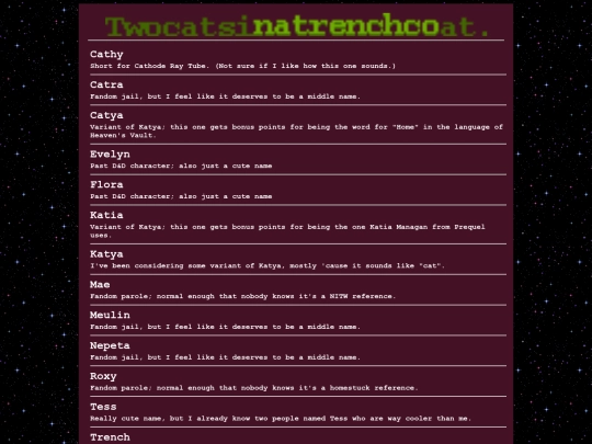 names screenshot
