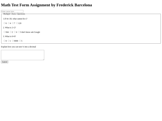 MathTestForm screenshot